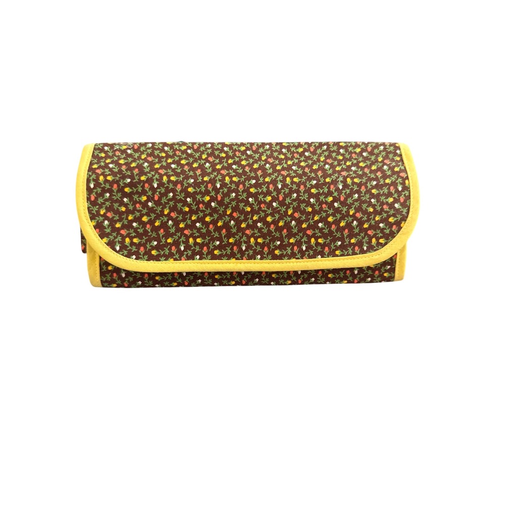 Vintage Calico Hill Floral Eyeglass Case Brown Yellow Cottagecore Ditsy Print